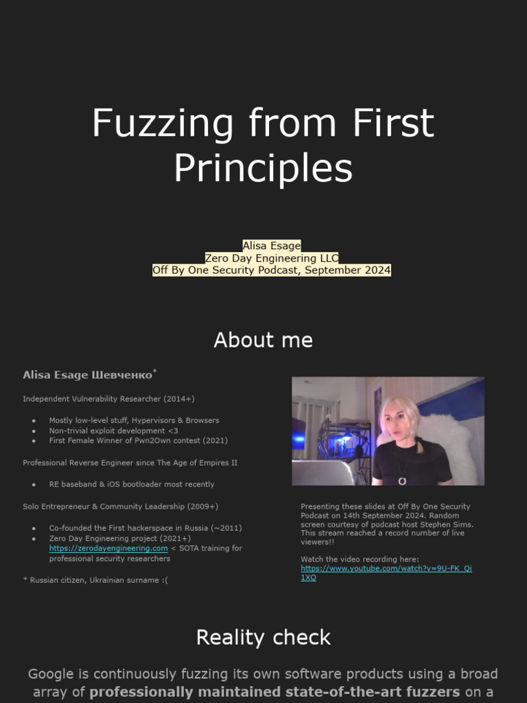 Fuzzing From First Principles | PDF | Software Engineering | Applied ...