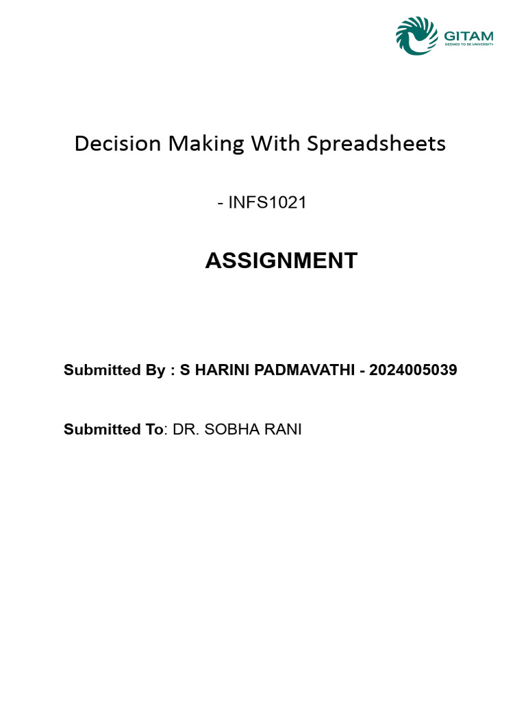 Spreadsheet Assignment 1 | PDF | Computer Data | Software Engineering