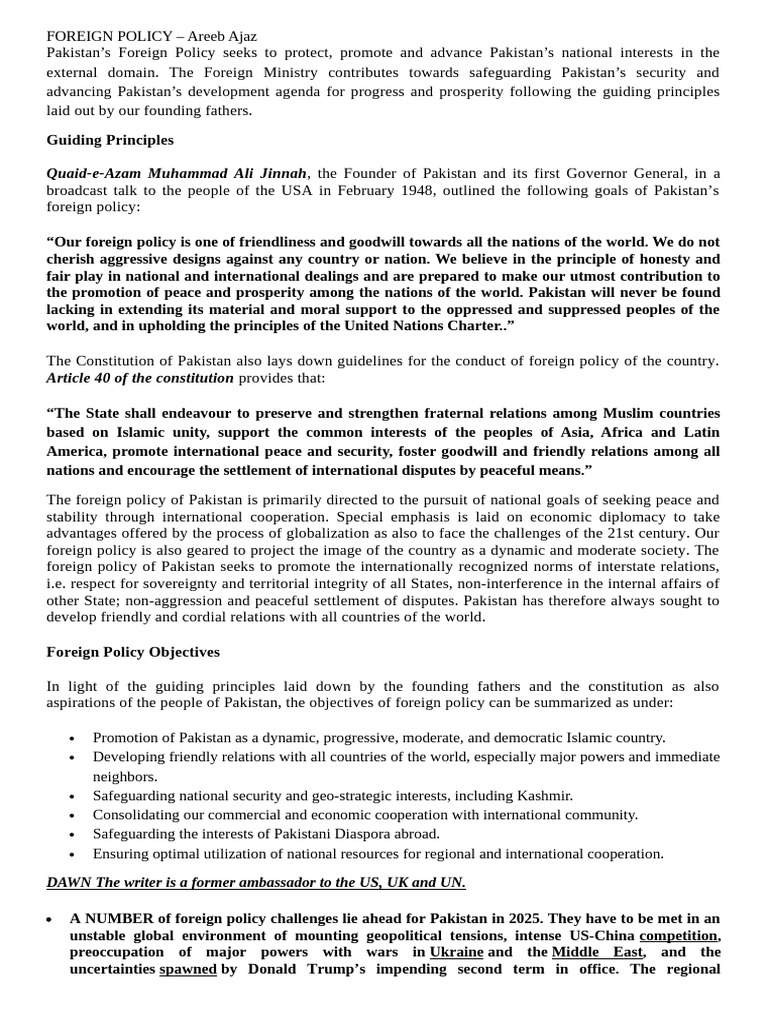 Foreign Policy | PDF | Pakistan | Government