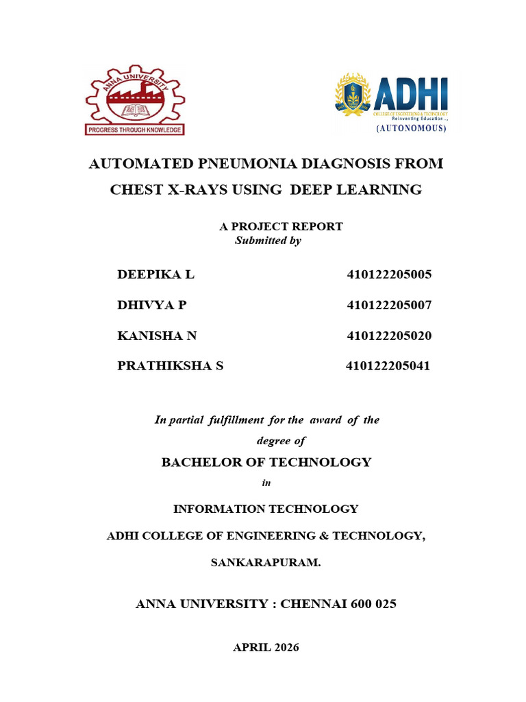 Automatedpneumonia Diagnosis From Chest Xrays Using Deep Learning ...
