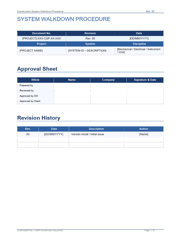 SYSTEM WALKDOWN PROCEDURE TEMPALTE | PDF | Verification And Validation