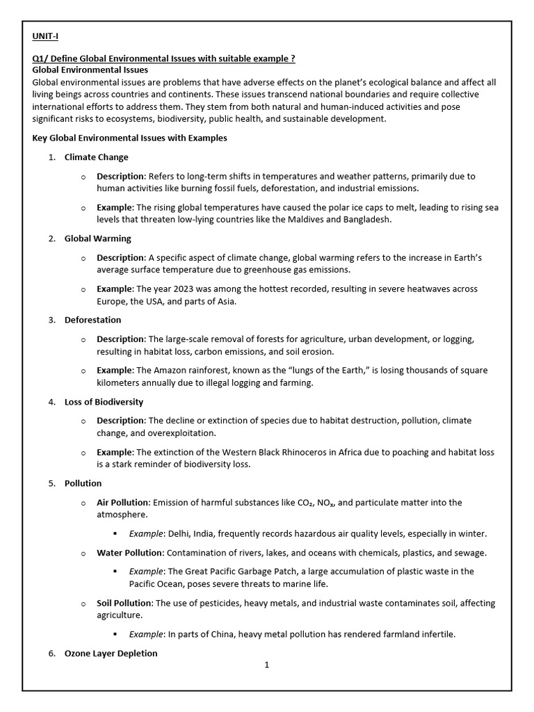 Final Environment Sheet | PDF | Ozone Depletion | Agriculture