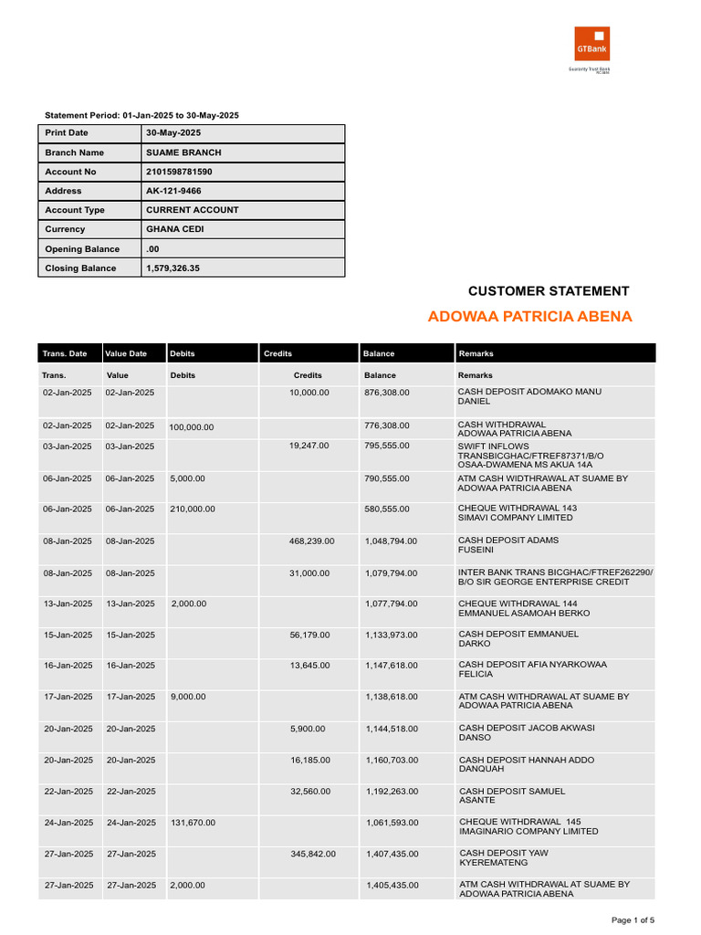 859735732 GT Bank Statement | PDF | Banking | Payments