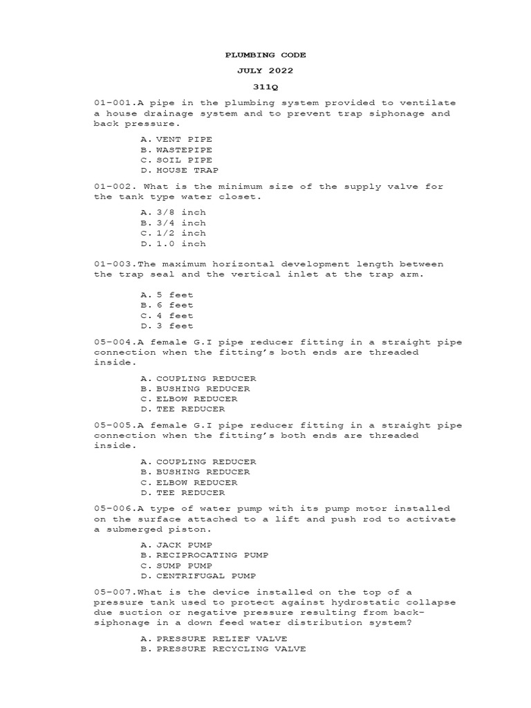 2revcliff Plumbing Code | PDF | Pipe (Fluid Conveyance) | Plumbing