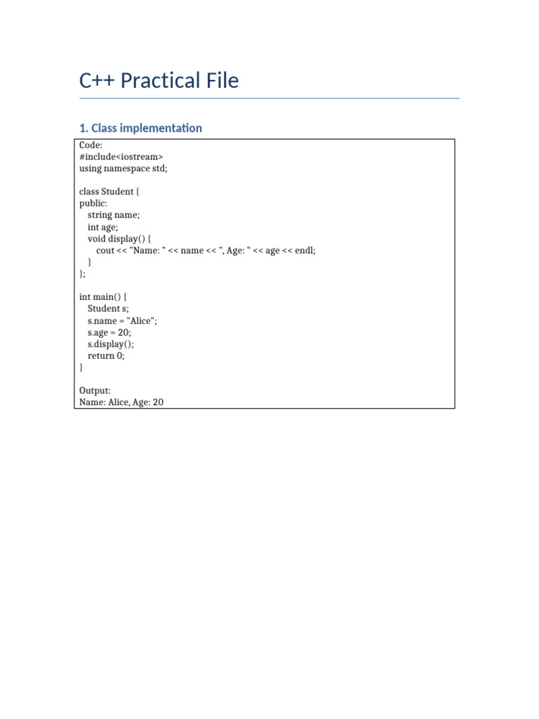 CPP Practical File Corrected One Program Per Page | PDF | Namespace ...