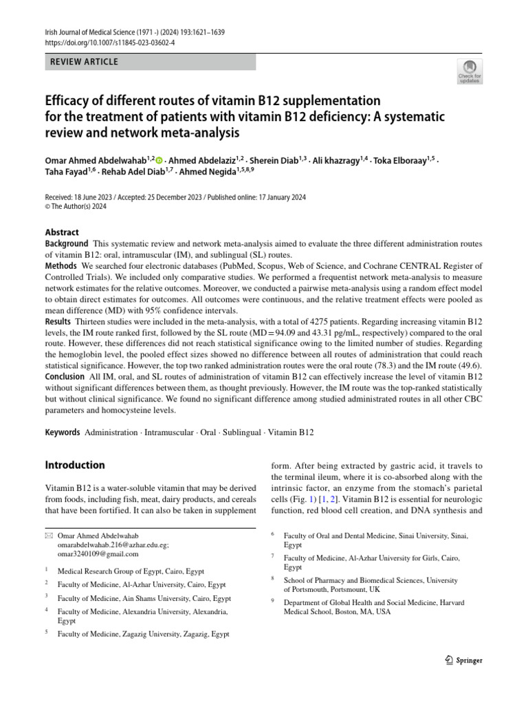 3-Efficacy of Different Routes of Vitamin B12 Supplementation | PDF ...