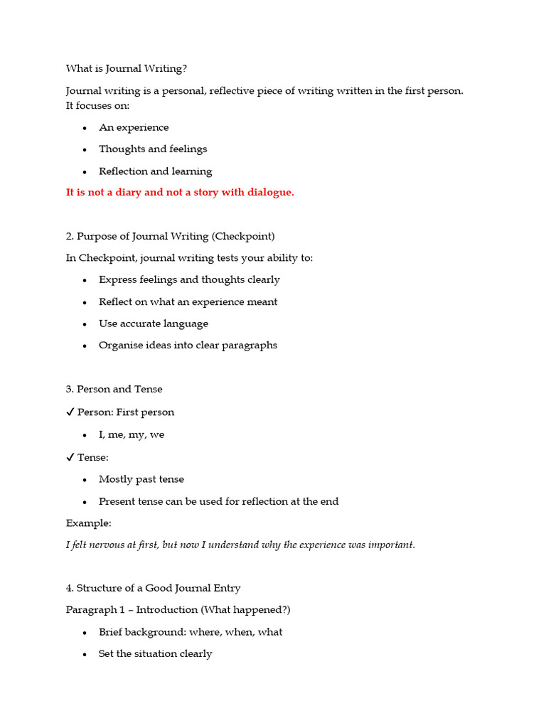 Journal Writing Notes | PDF