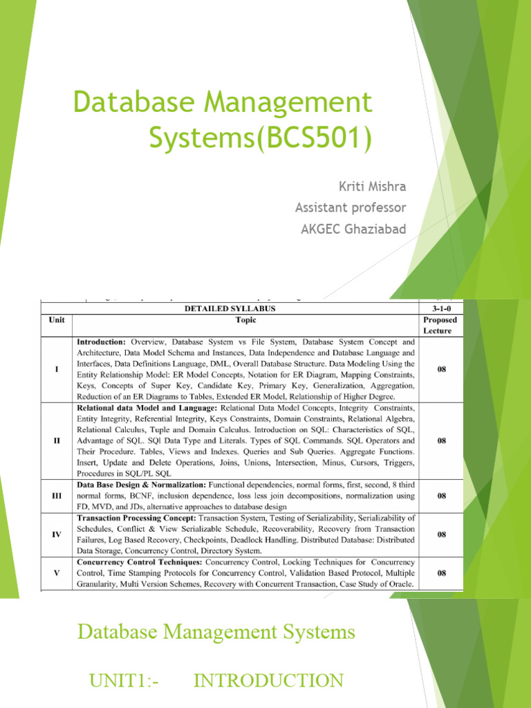 DBMS Unit1 | PDF | Databases | Data Model