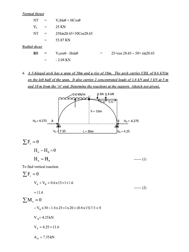 Sample Problems Analysis of Arches CE3B (1) | PDF