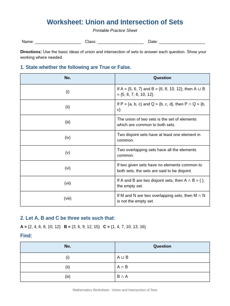 union_intersection_sets_worksheet (1) (1) | PDF | Intersection (Set ...
