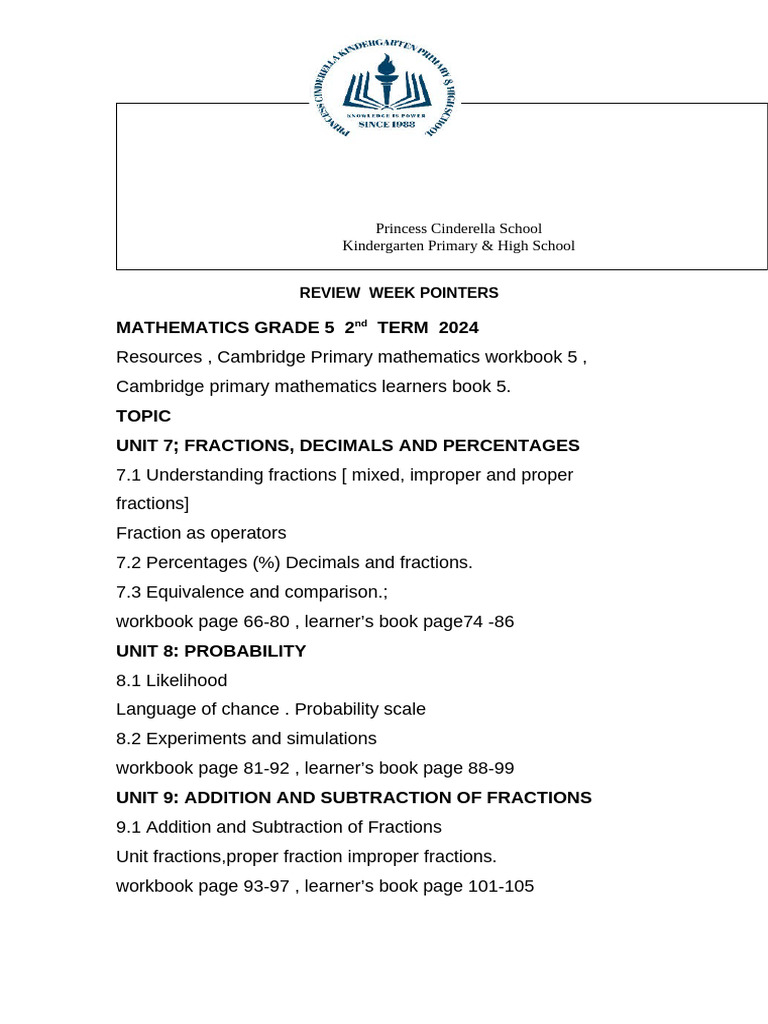 Pointers Grade 5. TERM2 | PDF