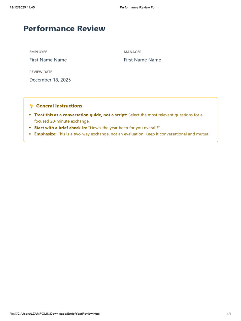 Performance Review Form | PDF | Communication | Human Communication