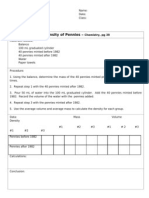 3 Lab Experiment Worksheet - Density of Pennies