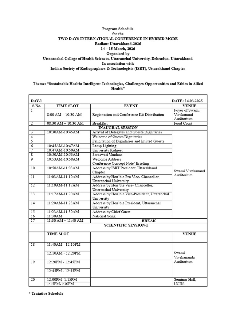 Two Dayconferenceschedule | PDF