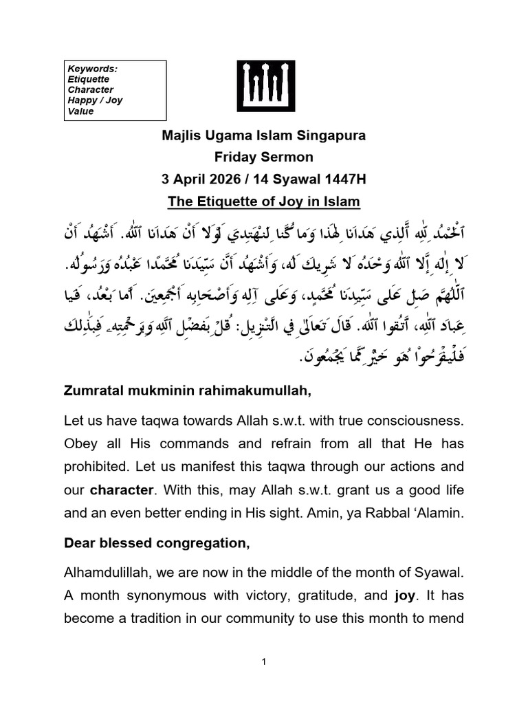 E26Apr3 - The Etiquette of Joy in Islam | PDF | Gratitude | Blessing