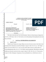 Amber Wright v Washington DSHS, Order on Defendant's Motion Summary Judgement