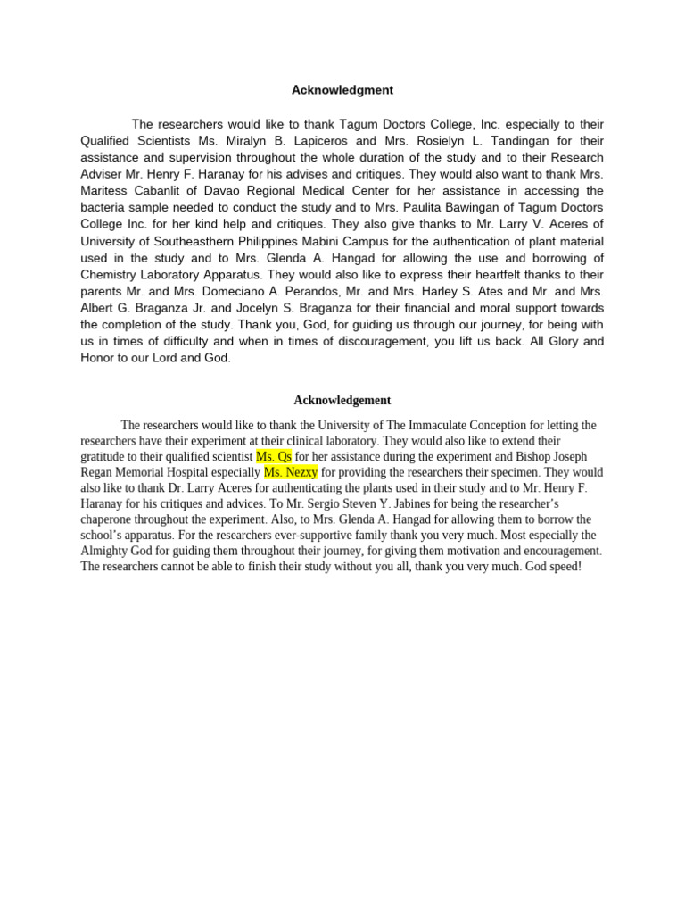 Acknowledgment | PDF