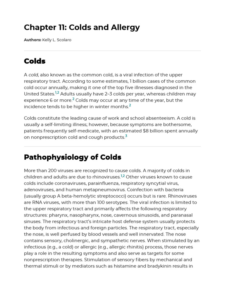 Handbook of Nonprescription COLD FLUE NOTES | PDF | Common Cold ...