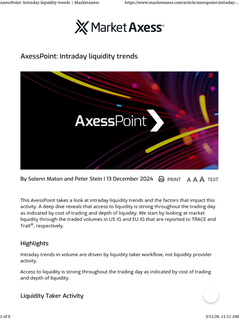 AxessPoint_ Intraday Liquidity Trends _ MarketAxess | PDF | Day Trading ...