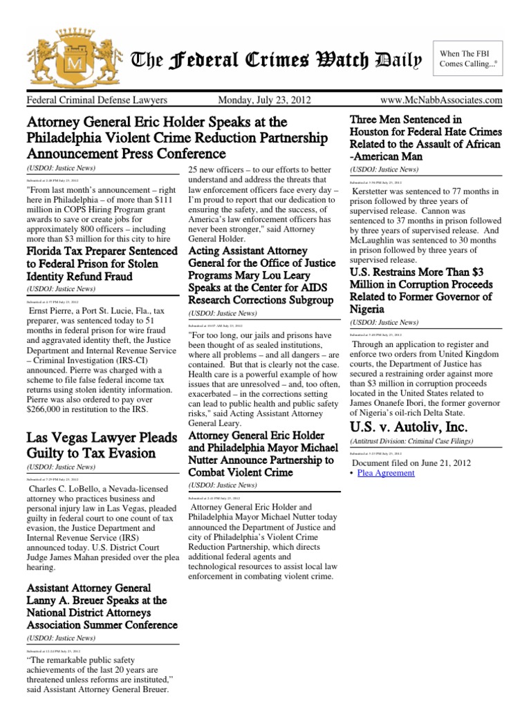 Federal Criminal Lawyer Douglas McNabb of McNabb Associates News On