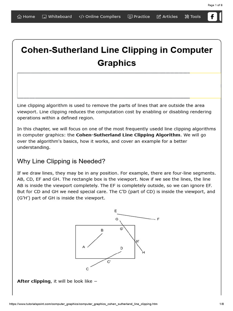 Cohen-Sutherland Line Clipping in Computer Graphics | PDF | Amazon Web ...