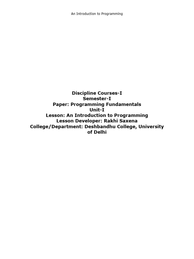 An Introduction to Programming | PDF | C++ | Data Type