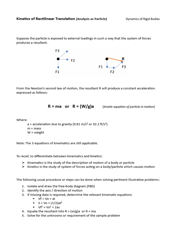 Kinetics of Rigid Bodies Analysis as Particle | PDF | Force ...