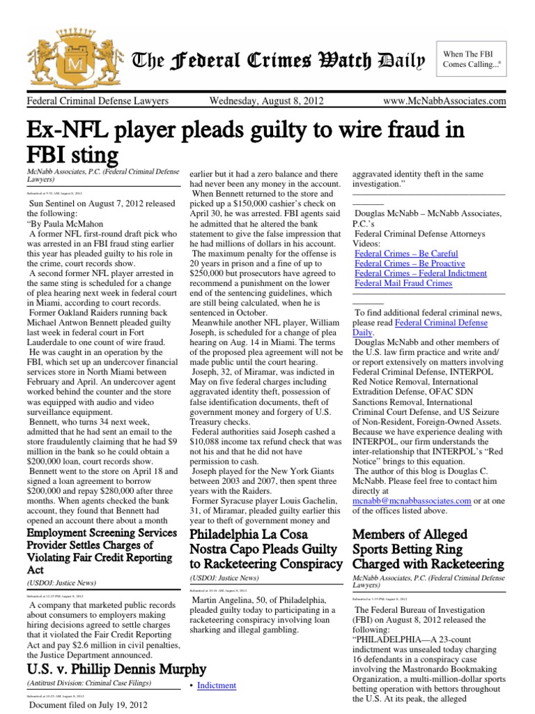 Federal Criminal Lawyer Douglas McNabb of McNabb Associates News On