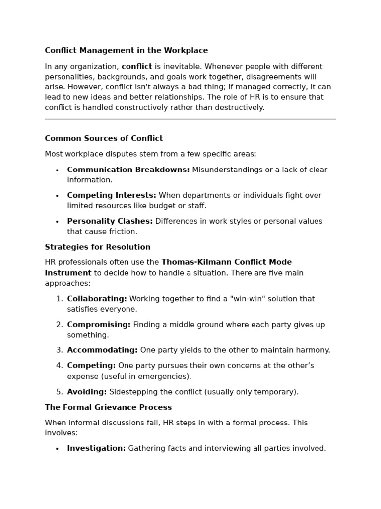 Conflict Management in The Workplace | PDF