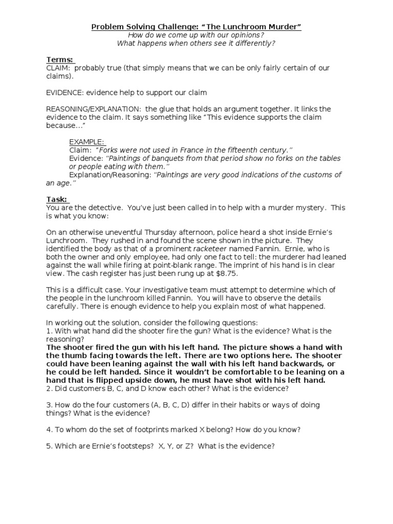 Which set of footprints are ernie's what is the evidence picture