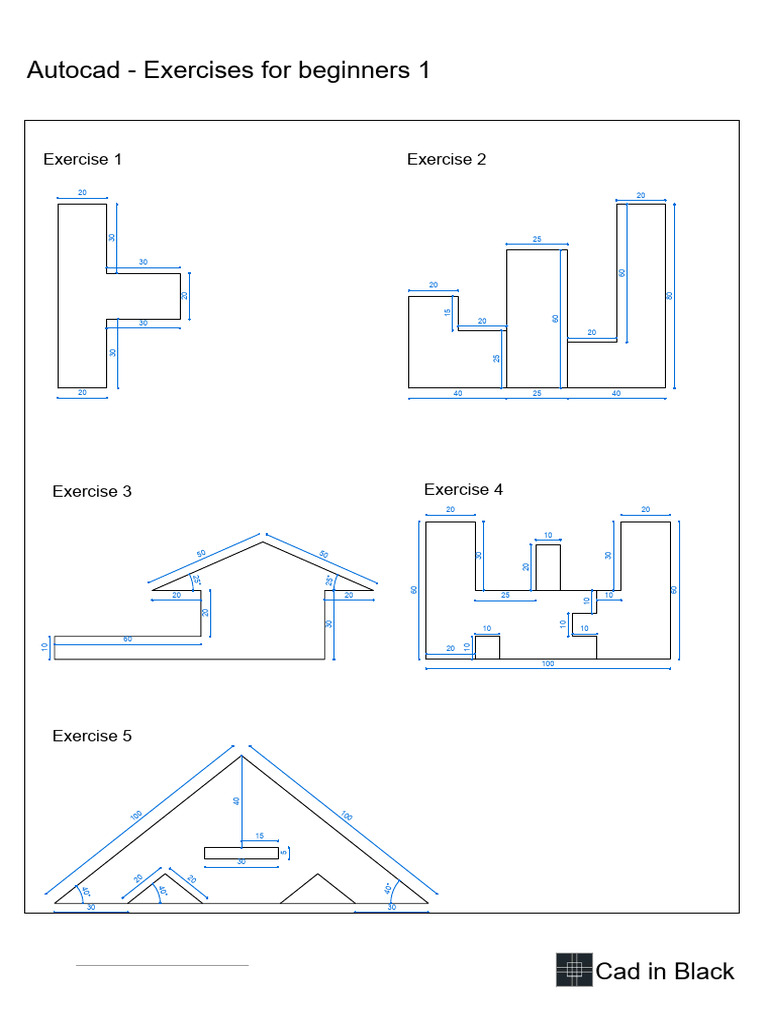 01-Autocad - Exercises For Beginners - 1 | PDF