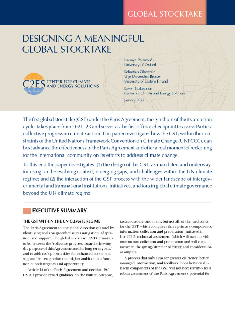Designing a Meaningful Global Stocktake Under the Paris Agreement e ...