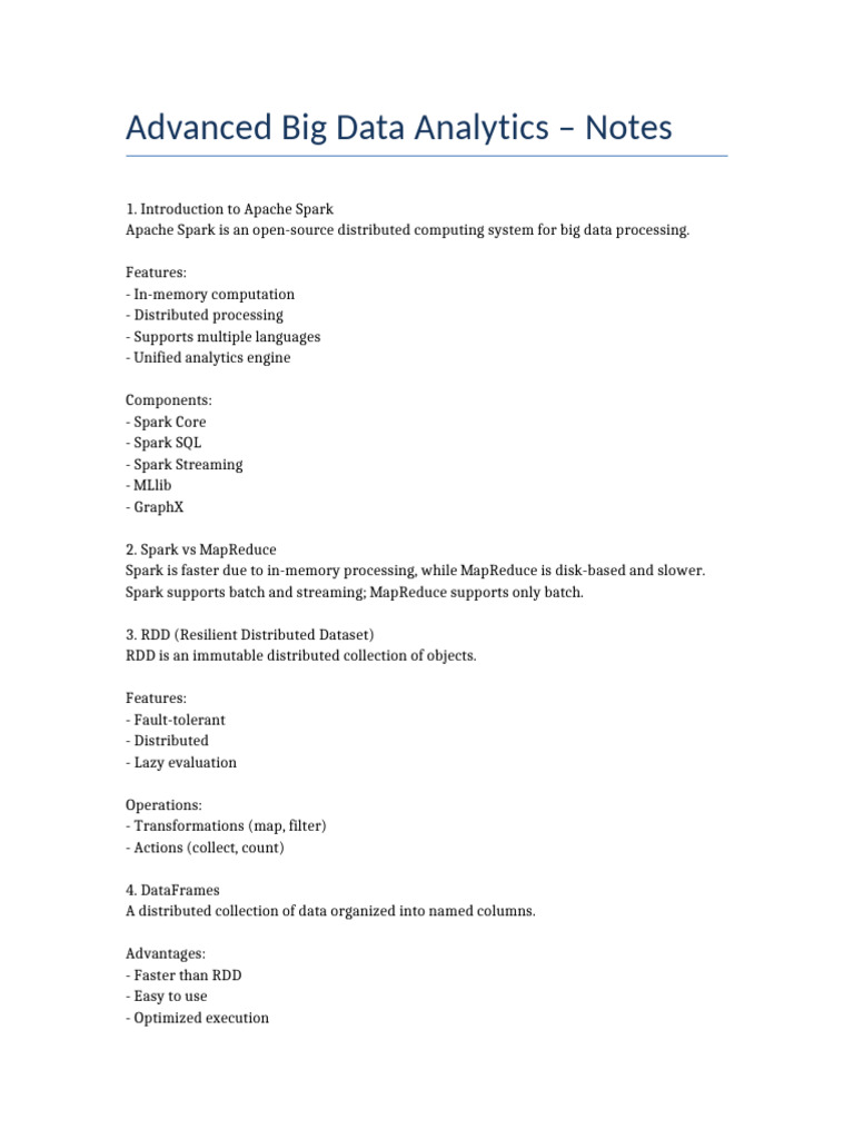 Advanced Big Data Analytics Notes | PDF