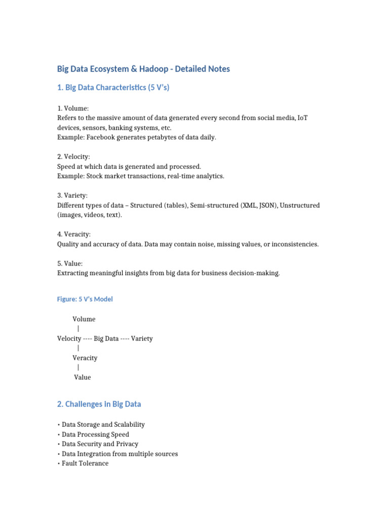 Big Data Ecosystem and Hadoop Notes | PDF | Apache Hadoop | Map Reduce