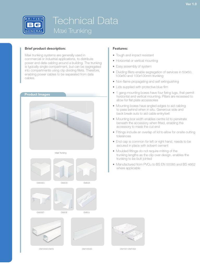 Maxi Trunking Cable Management | PDF | Polyvinyl Chloride | Thermal ...
