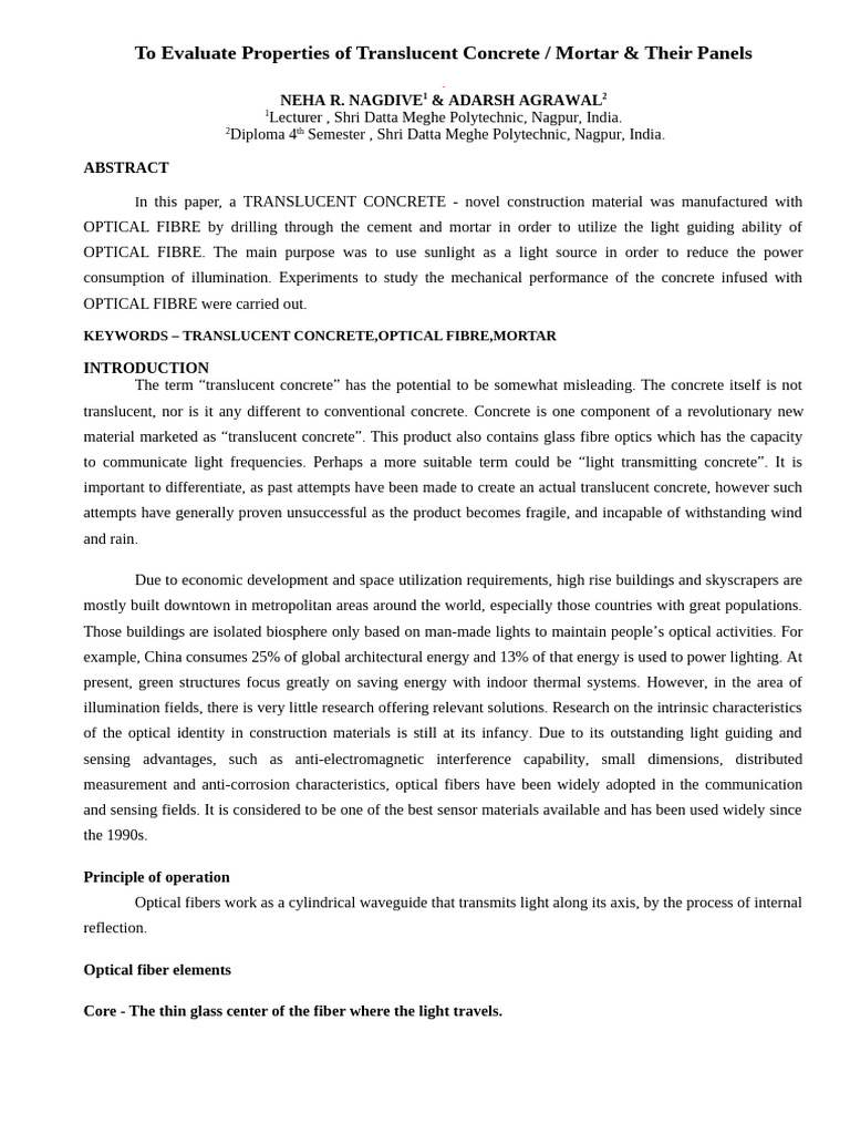 Translucent Concrete (Copy) | PDF | Optical Fiber | Fiber Optic ...