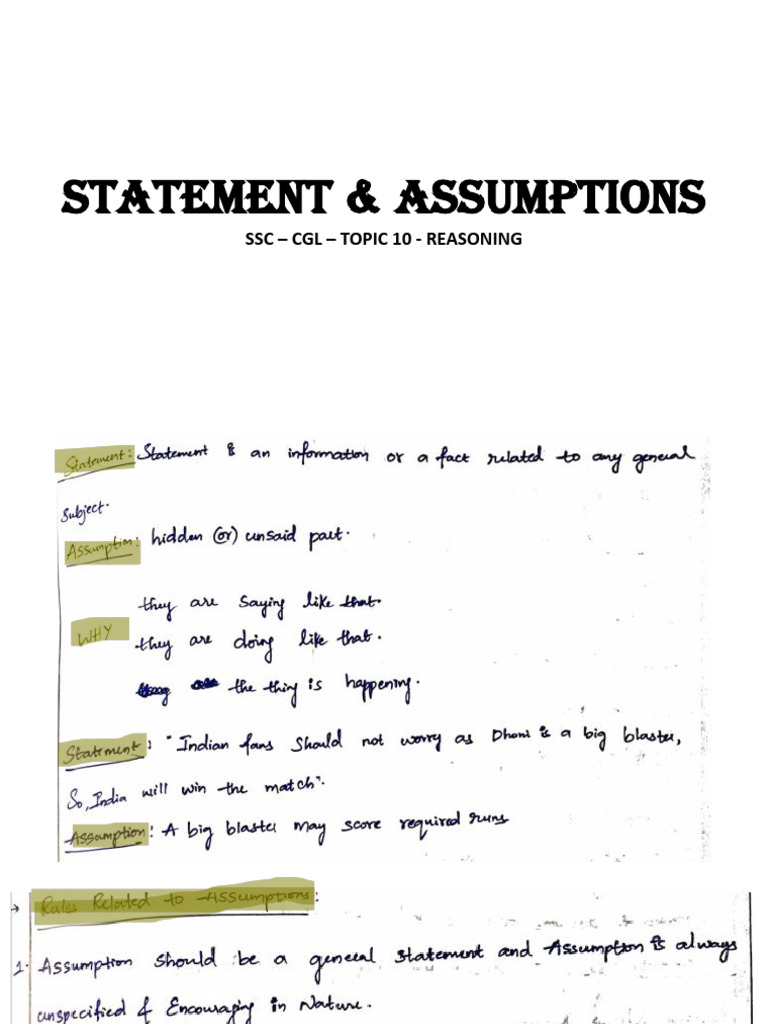 30 - Statement & Assumptions Complete Chapter | PDF | Banks