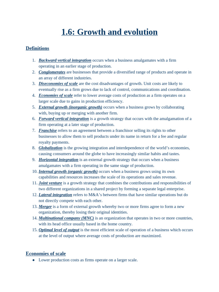 1.6_ Growth and Evolution | PDF | Franchising | Mergers And Acquisitions