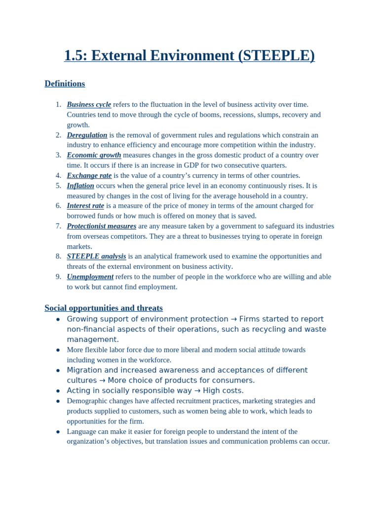 1.5_ External Environment | PDF | Cost Of Living | Unemployment
