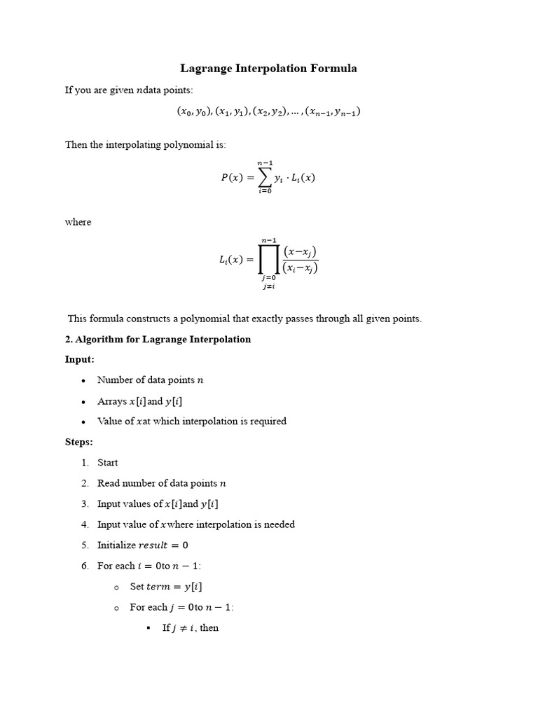 Lagrange Interpolation | PDF | Interpolation | Algorithms