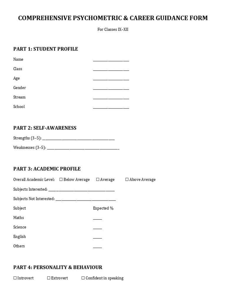 Professional Career Questionnaire-1 | PDF | Extraversion And ...