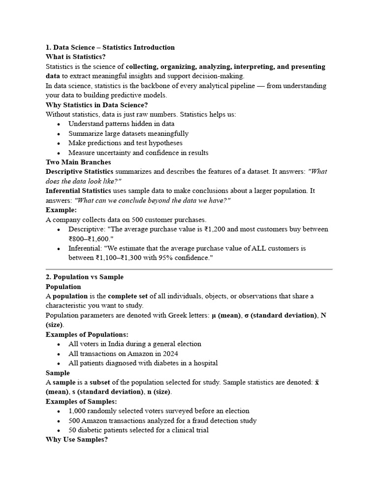 P and S Unit-1 Notes | PDF | Statistics | Statistical Analysis