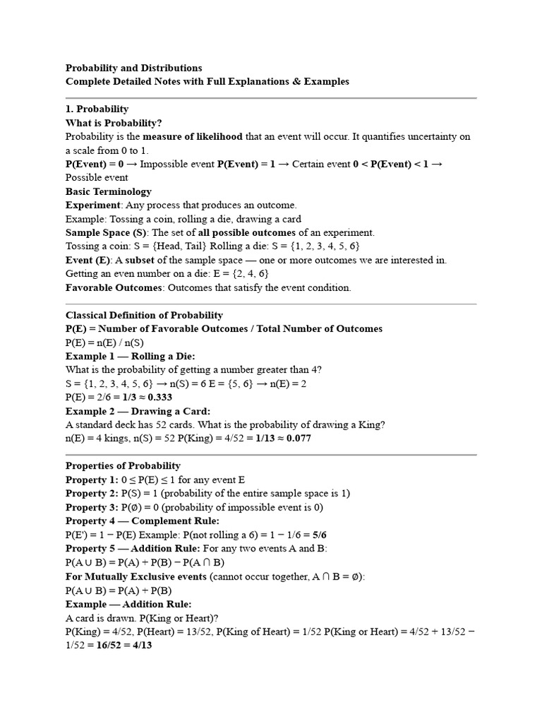 P and S Unit-2 Notes | PDF | Probability Distribution | Random Variable