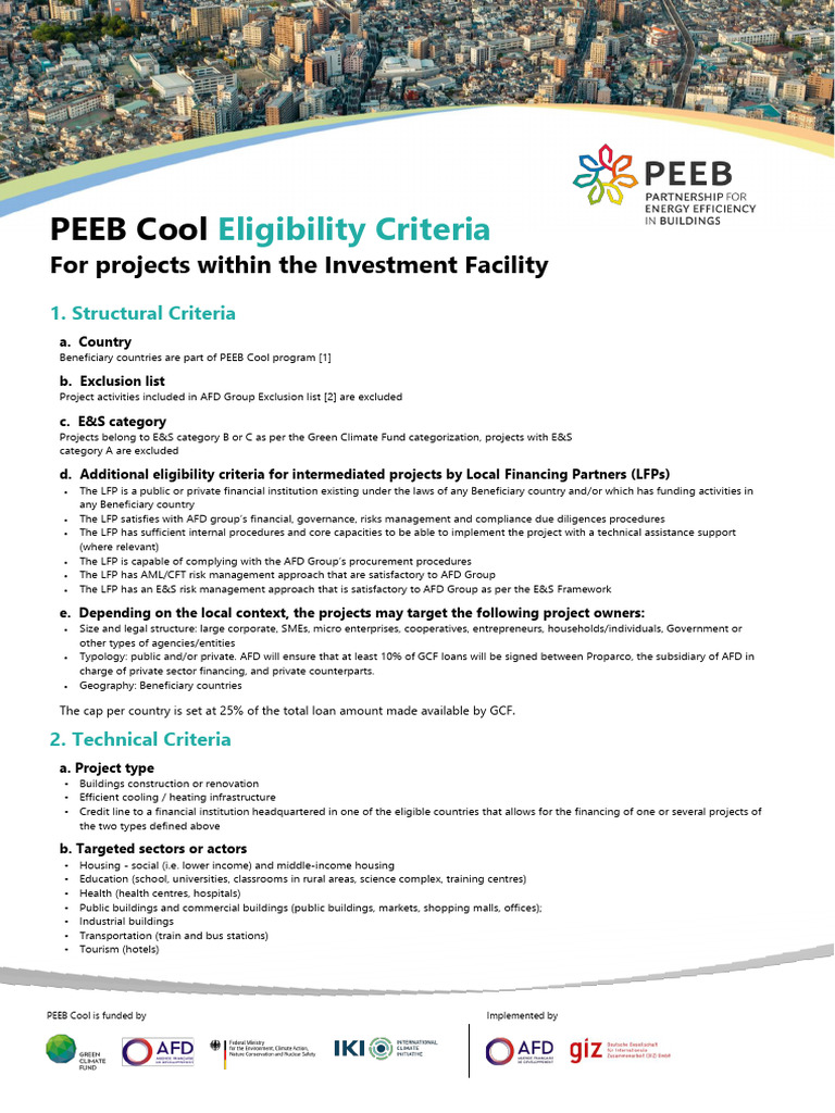 Giz2025 en Peeb Eligibility Criteria | PDF | Climate Change Mitigation ...