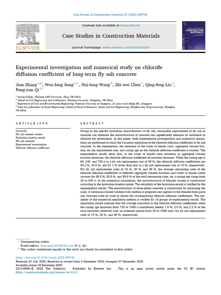 chloride diffusion coefficient | PDF | Concrete | Cement