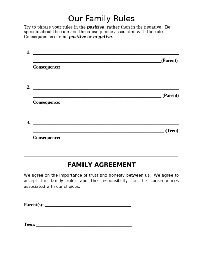 Family Rules Worksheet | PDF
