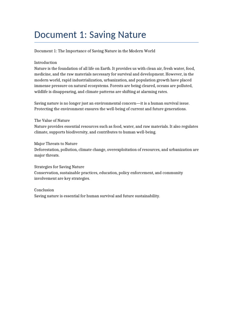 Document 1 Saving Nature | PDF