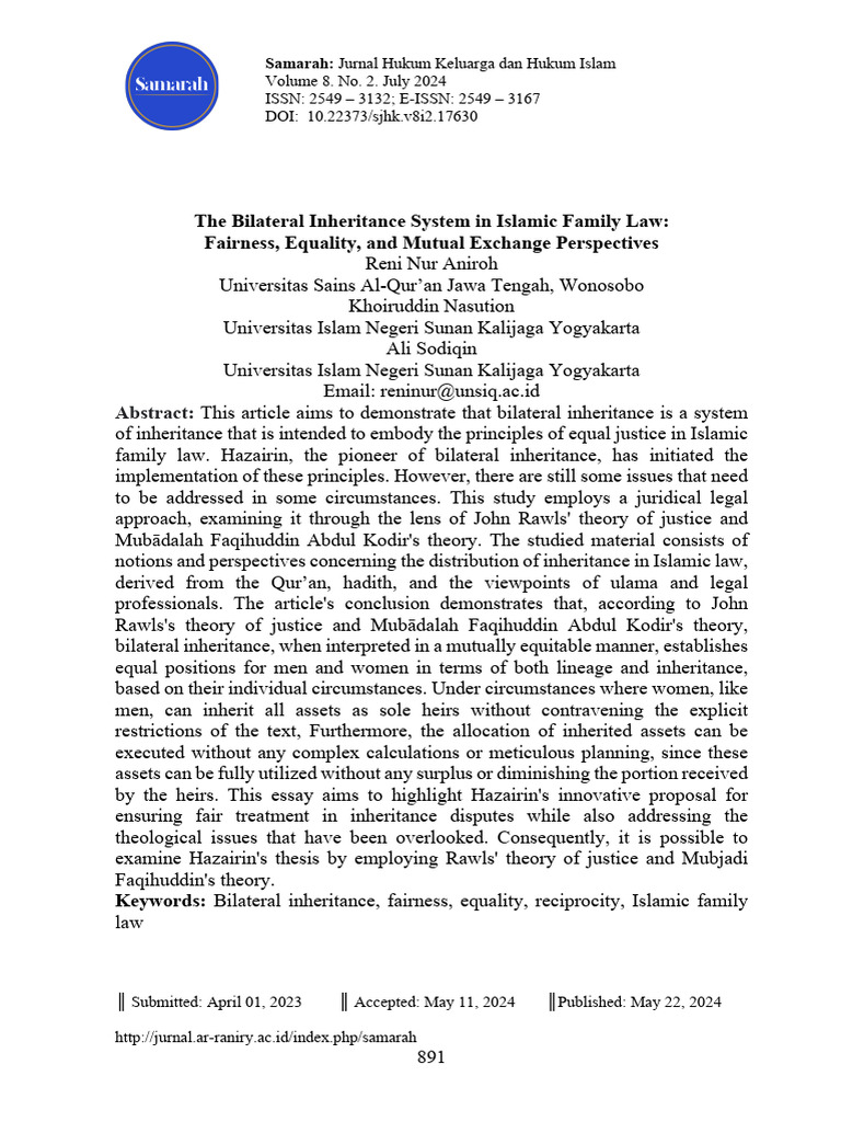 The Bilateral Inheritance System in Islamic Family Law | PDF | Justice ...
