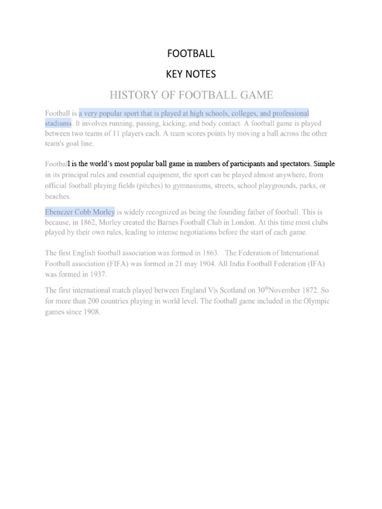 Football Key Notes (1) | PDF | Association Football | Defender ...