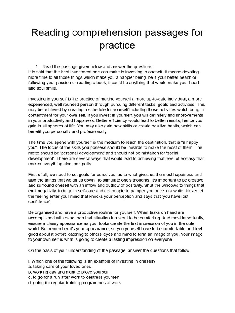 Reading Comprehension Class 9 Apr , May 2024-25 | PDF | Tourism ...